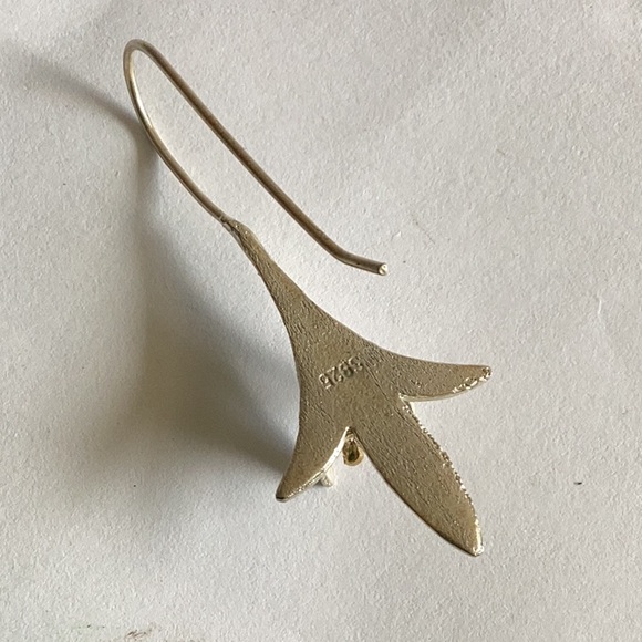 Long Lillies Sterling French Wire Floral Earrings Botanical Natural - Picture 2 of 6